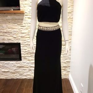 Alyce Paris Chrystal Open Back Crop Dress.